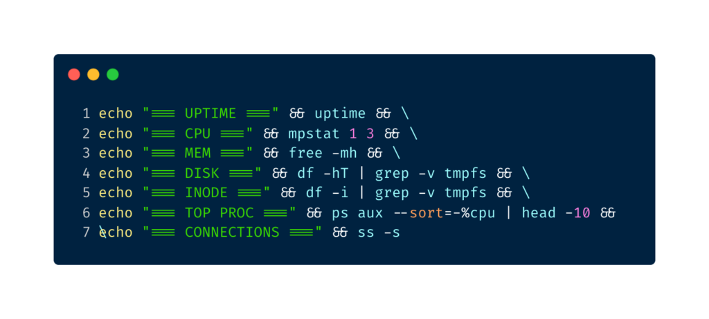 linux troubleshooting commands
